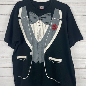 Vintage 1980 suit tee single stitch black size xl